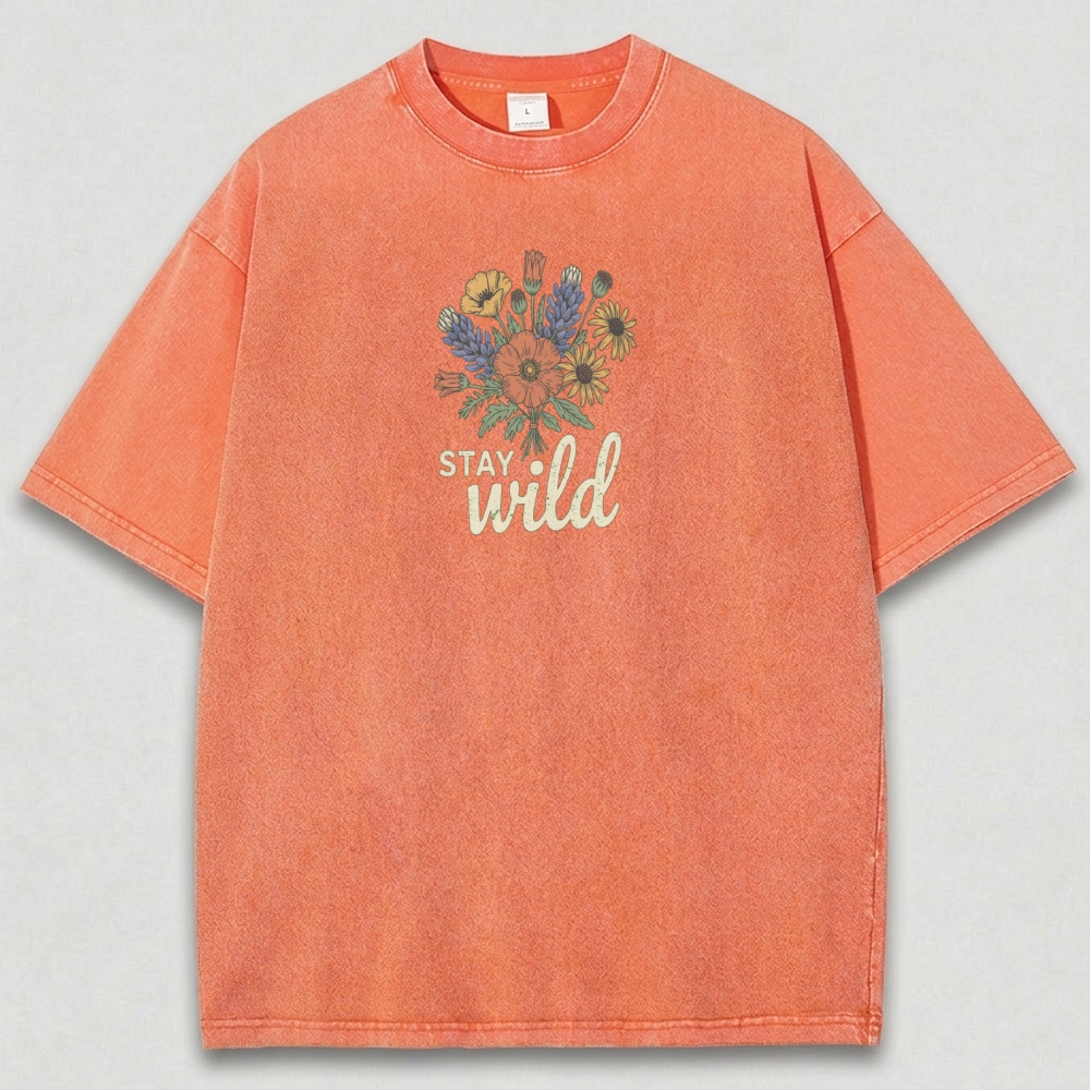 Stay Wild Flower Vintage Organic Cotton Plant Tee-HikeVista