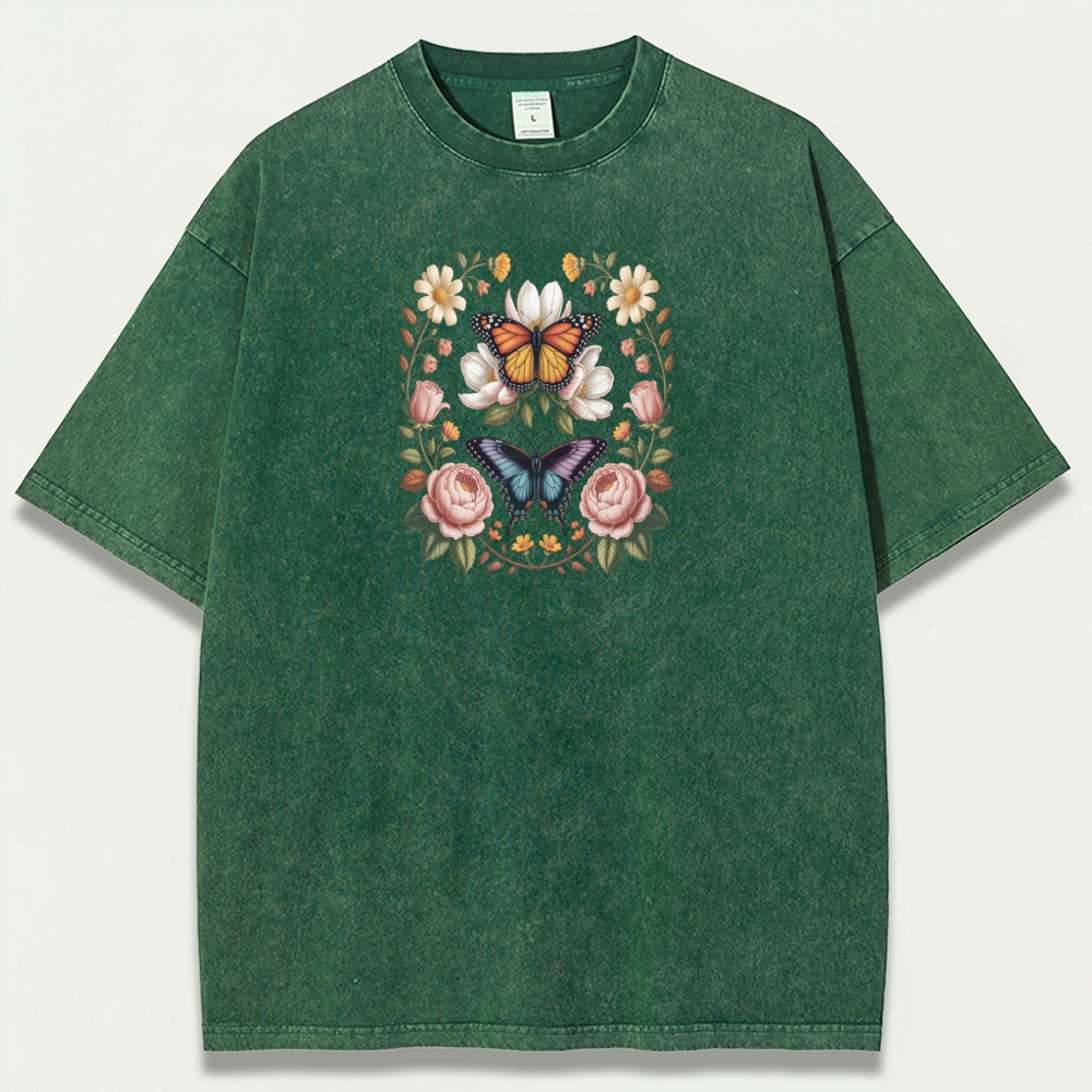 Butterfly Flower Vintage Organic Cotton Plant Tee-HikeVista