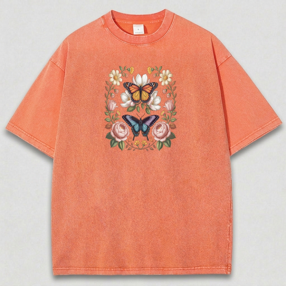 Butterfly Flower Vintage Organic Cotton Plant Tee-HikeVista