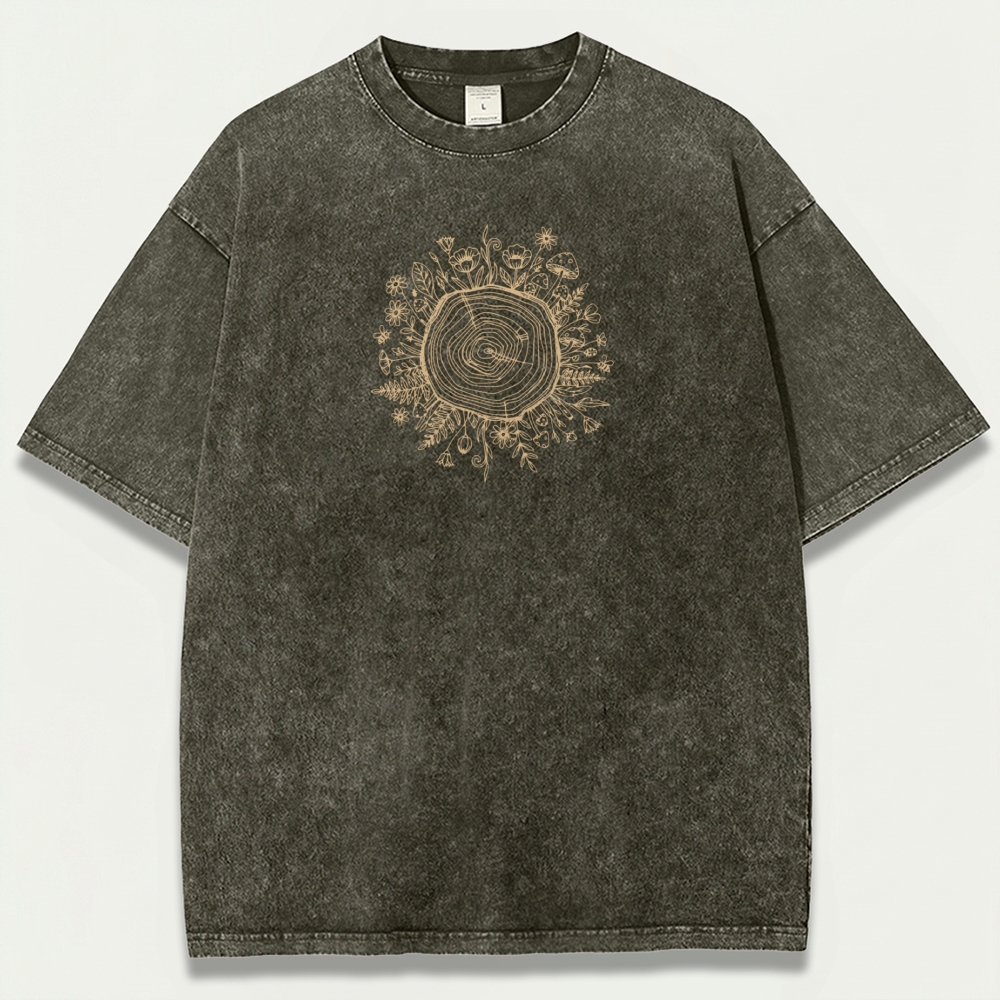 Annual Rings Flowers Vintage Organic Cotton Hiking Tee-HikeVista