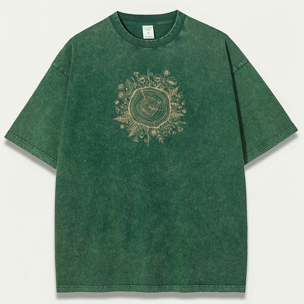 Annual Rings Flowers Vintage Organic Cotton Hiking Tee-HikeVista