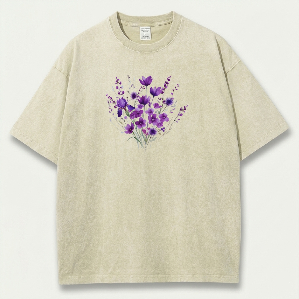 Blooming Purple Flowers Vintage Organic Cotton Trail Tee-HikeVista
