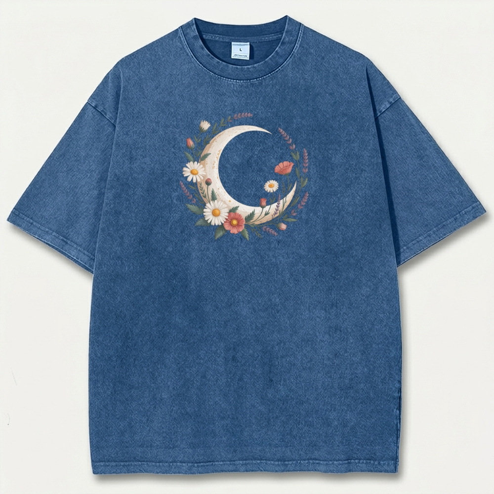 Moon Flowers Vintage Organic Cotton Hiking Tee-HikeVista