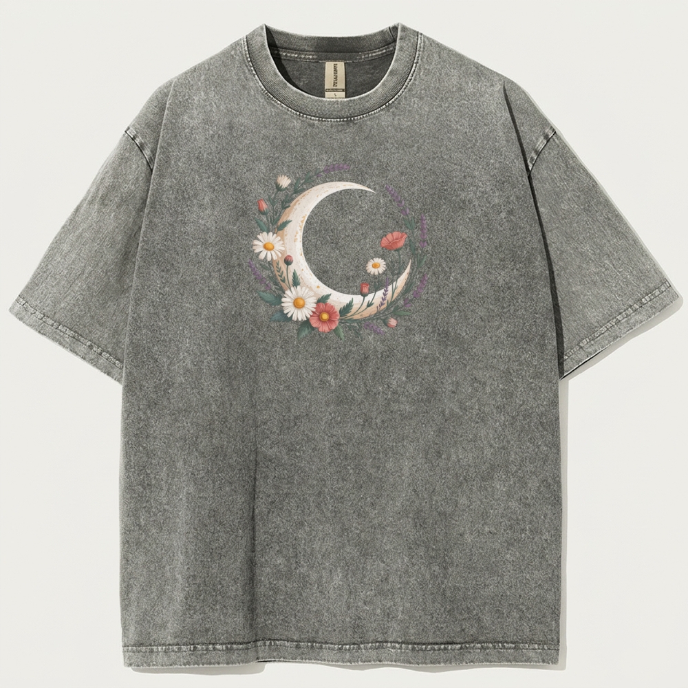 Moon Flowers Vintage Organic Cotton Hiking Tee-HikeVista