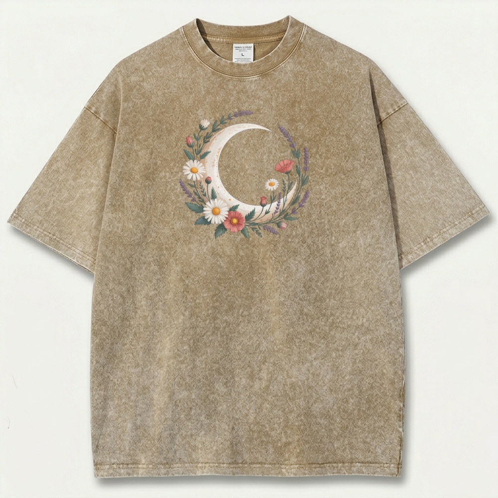 Moon Flowers Vintage Organic Cotton Hiking Tee-HikeVista