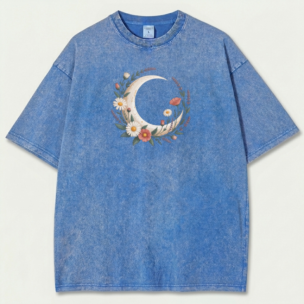 Moon Flowers Vintage Organic Cotton Hiking Tee-HikeVista
