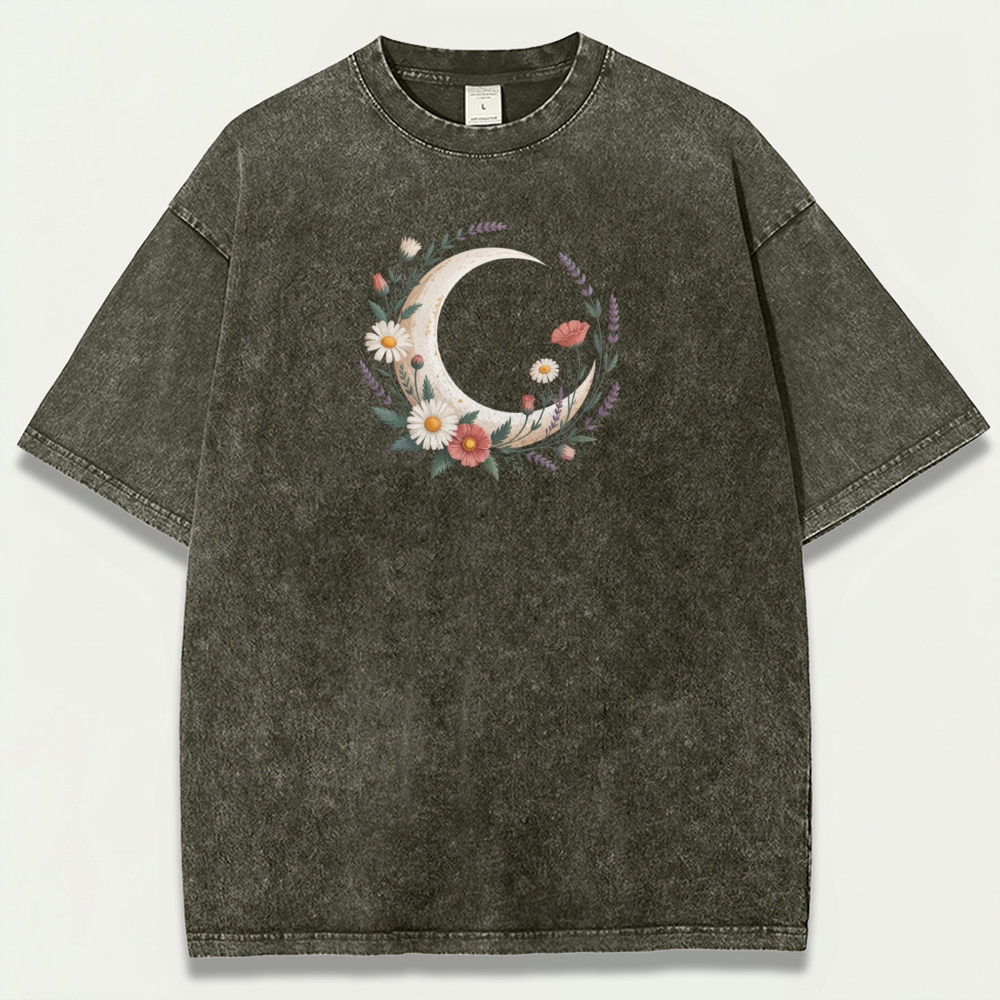 Moon Flowers Vintage Organic Cotton Hiking Tee-HikeVista