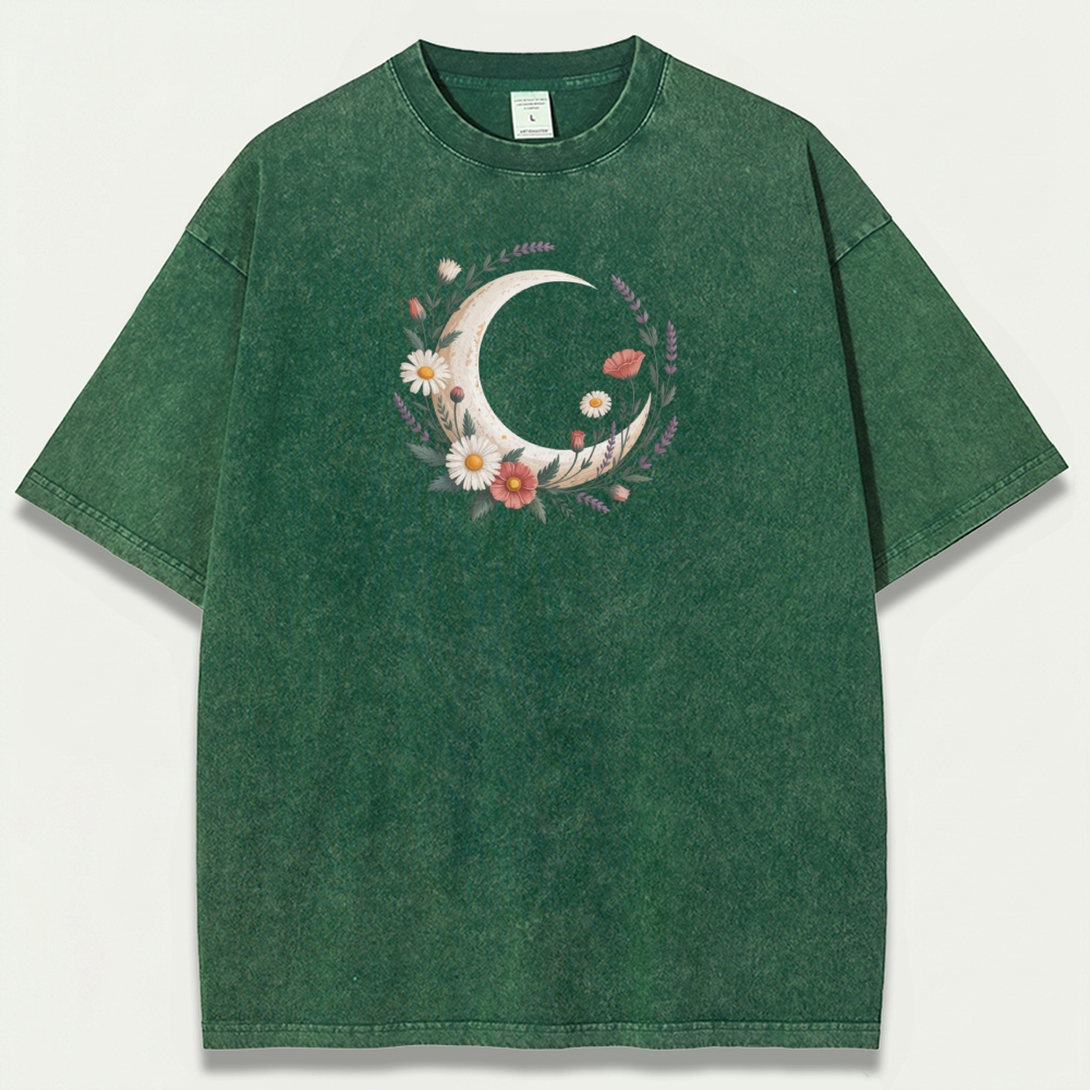 Moon Flowers Vintage Organic Cotton Hiking Tee-HikeVista