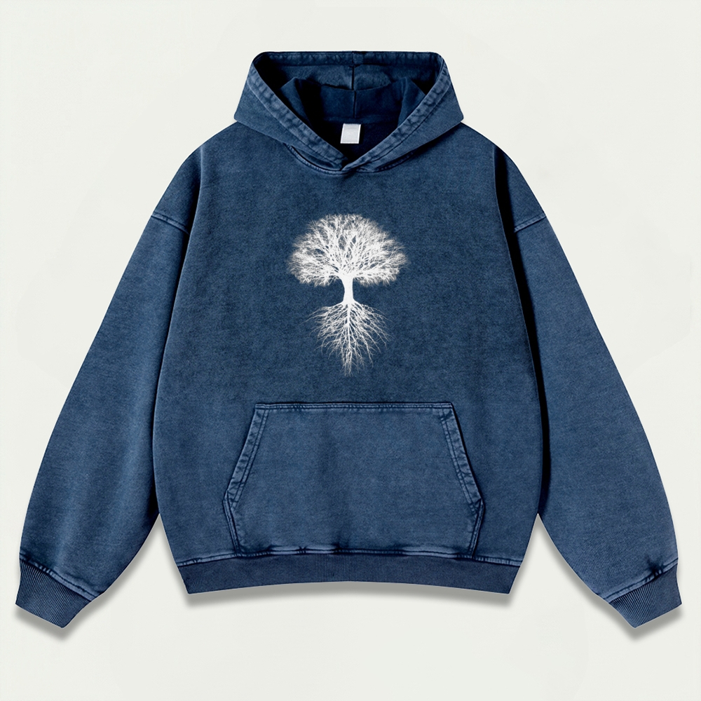 Forest Roots Tree Vintage Premium Heavyweight Plant Hoodie-HikeVista