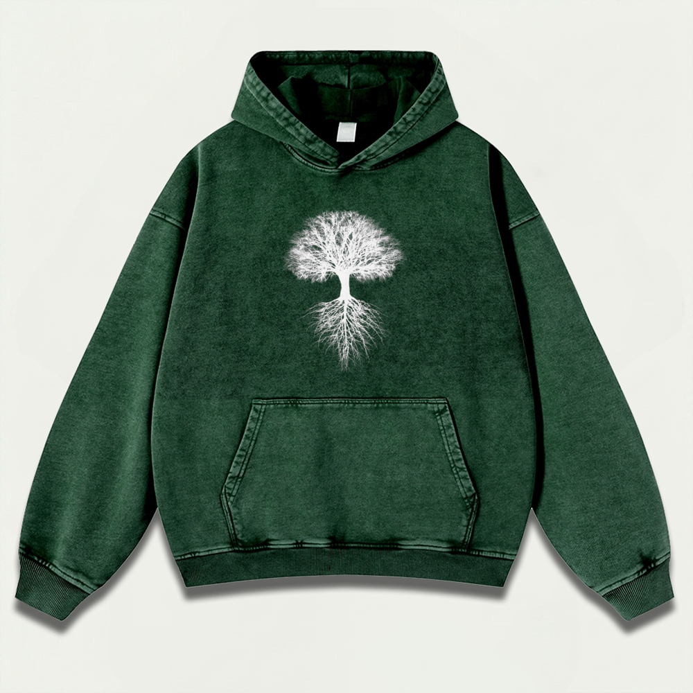 Forest Roots Tree Vintage Premium Heavyweight Plant Hoodie-HikeVista