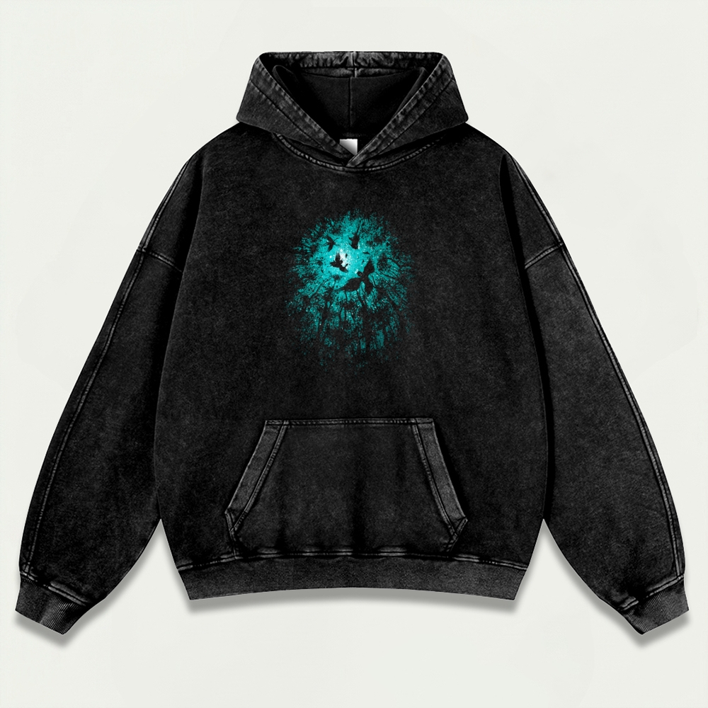 Bird Forest Vintage Premium Heavyweight Hiking Hoodie-HikeVista