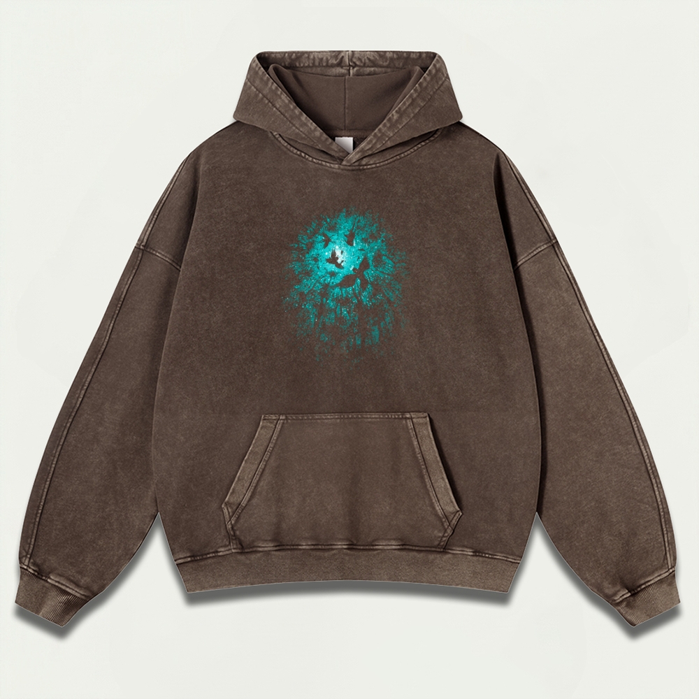 Bird Forest Vintage Premium Heavyweight Hiking Hoodie-HikeVista