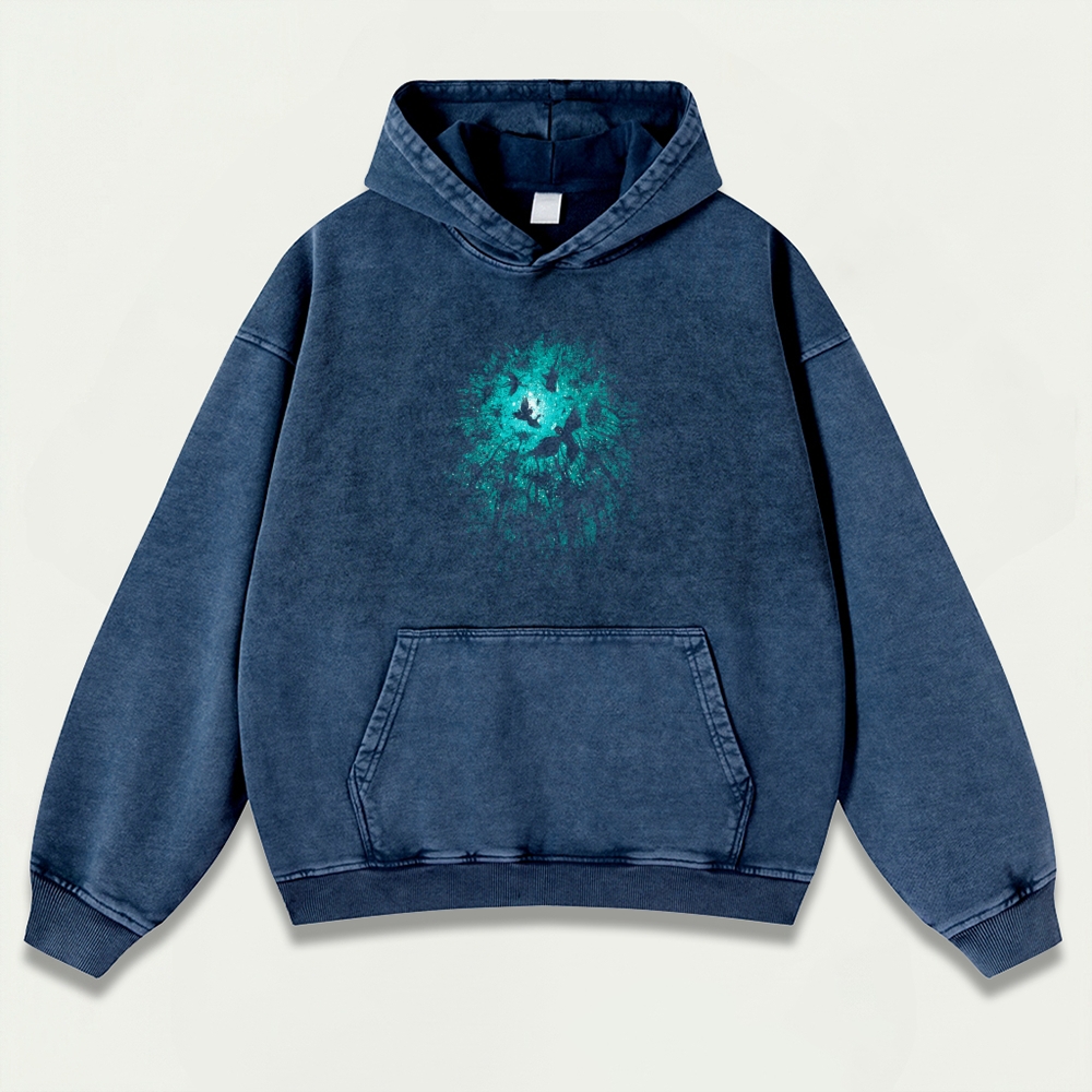 Bird Forest Vintage Premium Heavyweight Hiking Hoodie-HikeVista