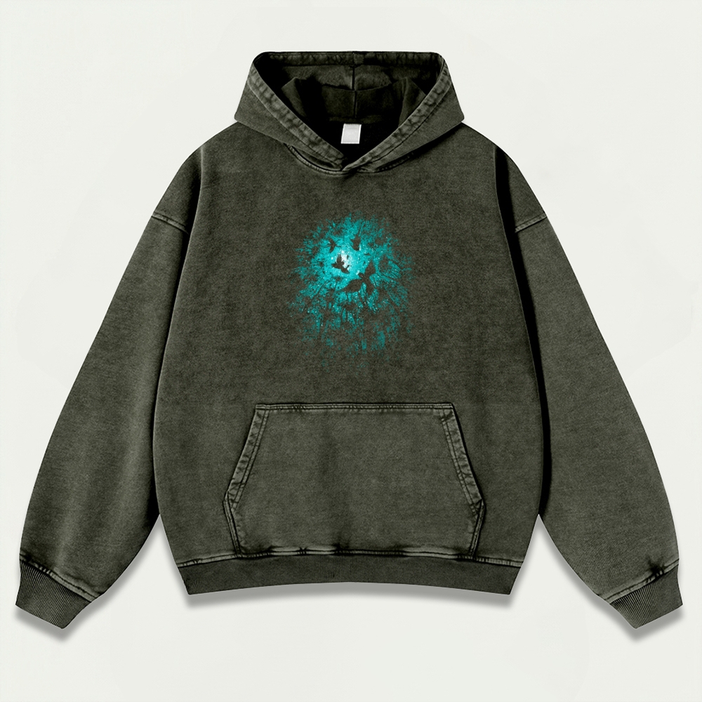 Bird Forest Vintage Premium Heavyweight Hiking Hoodie-HikeVista