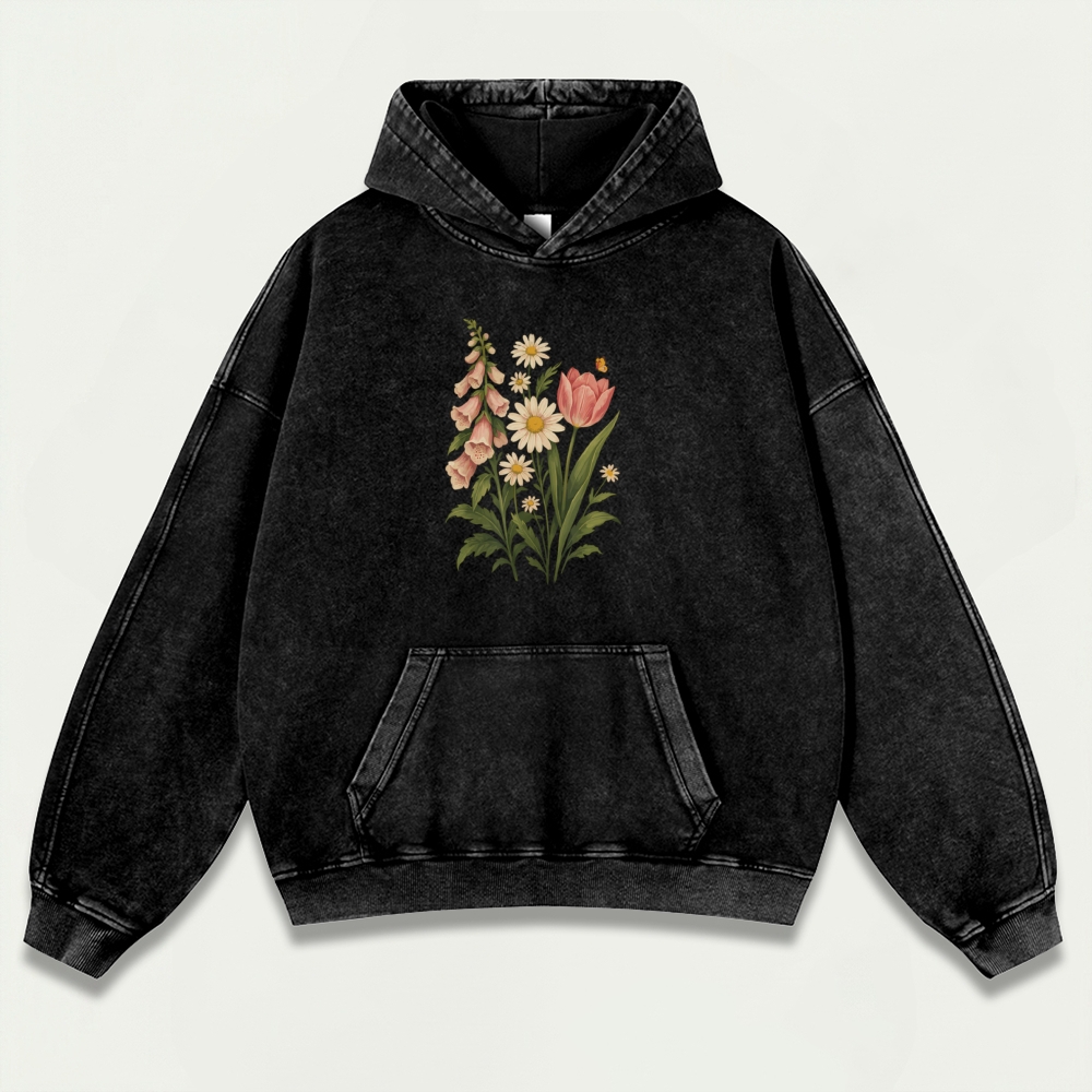 Wildflower Vintage Premium Heavyweight Plant Hoodie-HikeVista