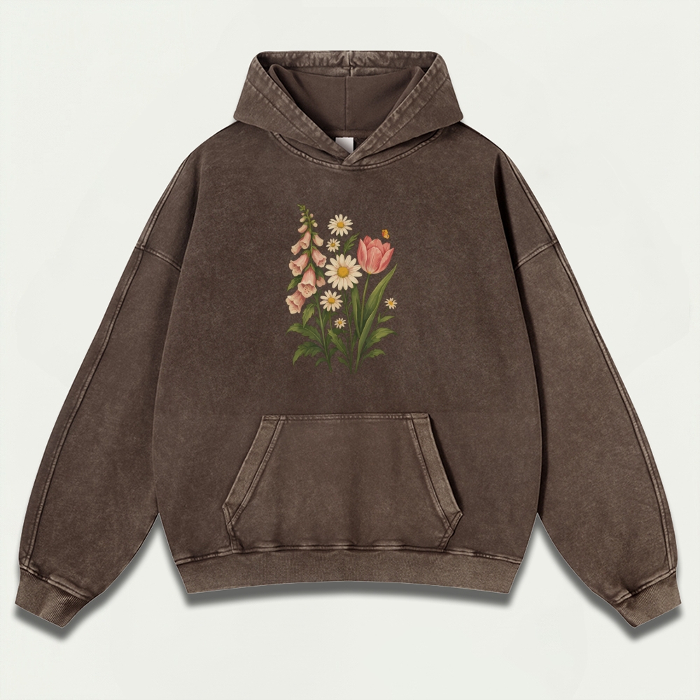 Wildflower Vintage Premium Heavyweight Plant Hoodie-HikeVista