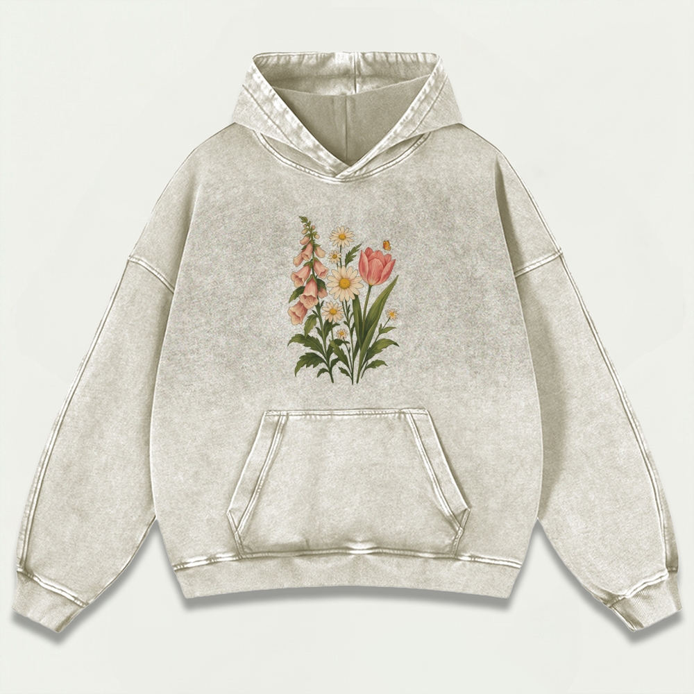 Wildflower Vintage Premium Heavyweight Plant Hoodie-HikeVista