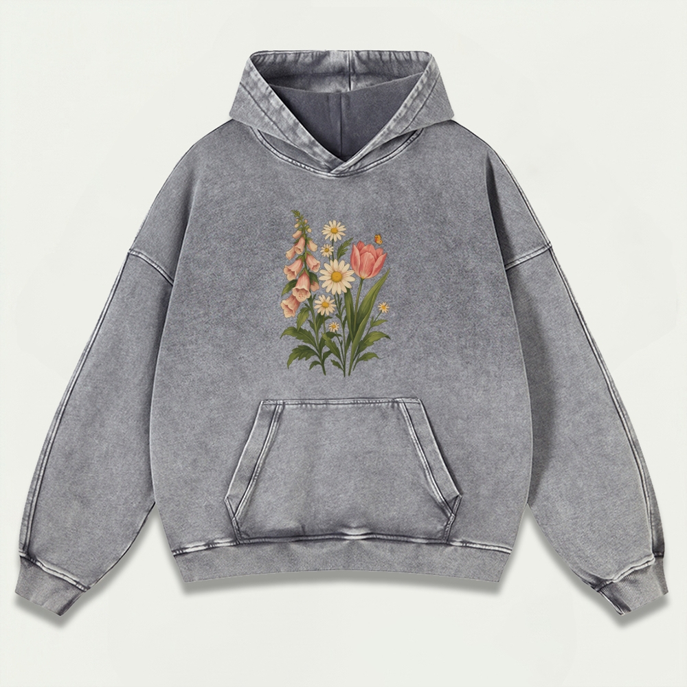 Wildflower Vintage Premium Heavyweight Plant Hoodie-HikeVista