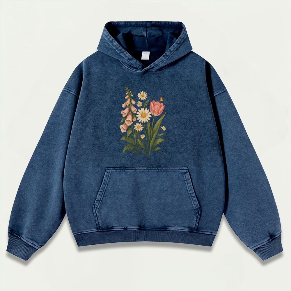 Wildflower Vintage Premium Heavyweight Plant Hoodie-HikeVista