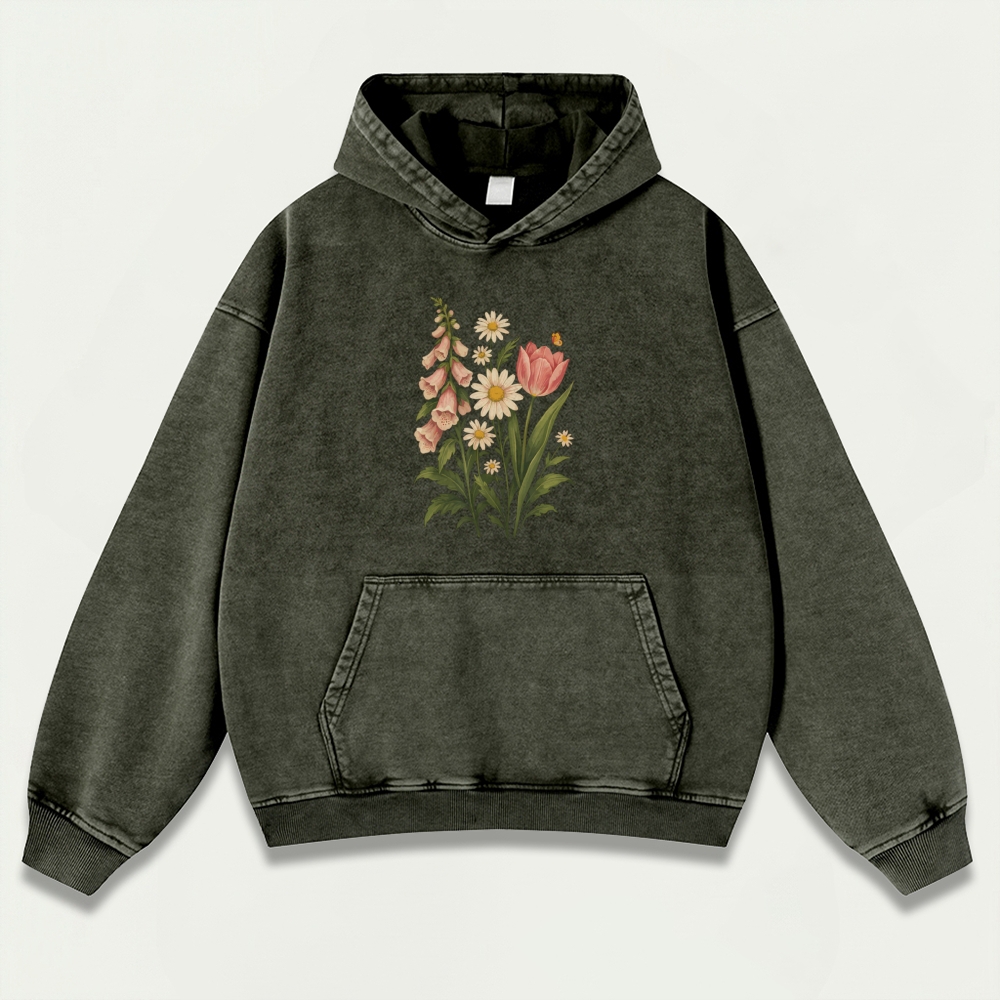 Wildflower Vintage Premium Heavyweight Plant Hoodie-HikeVista