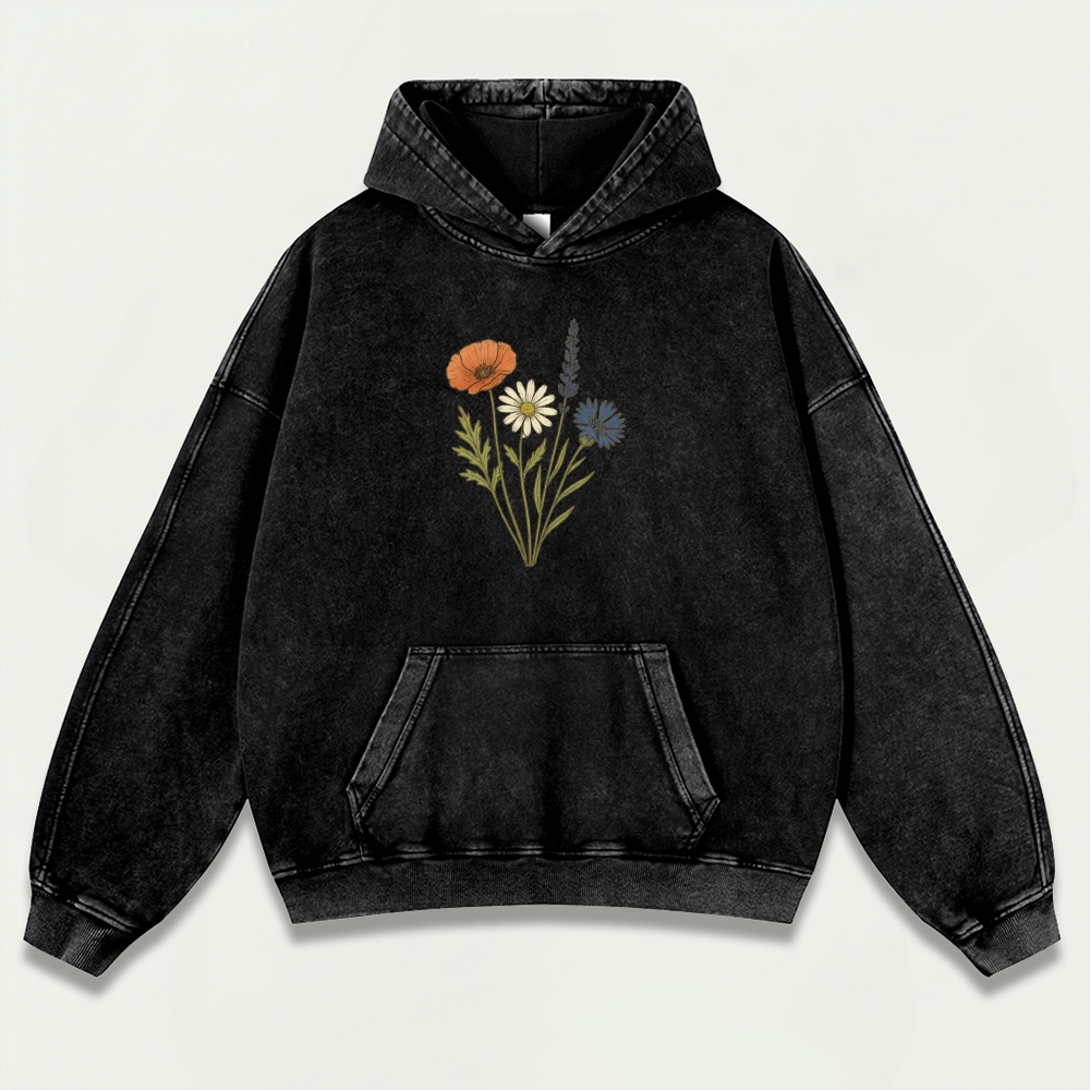 Wildflower Vintage Premium Heavyweight Plant Hoodie-HikeVista