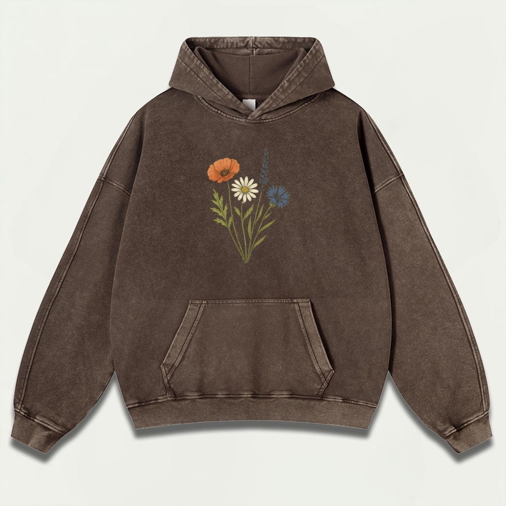 Wildflower Vintage Premium Heavyweight Plant Hoodie-HikeVista