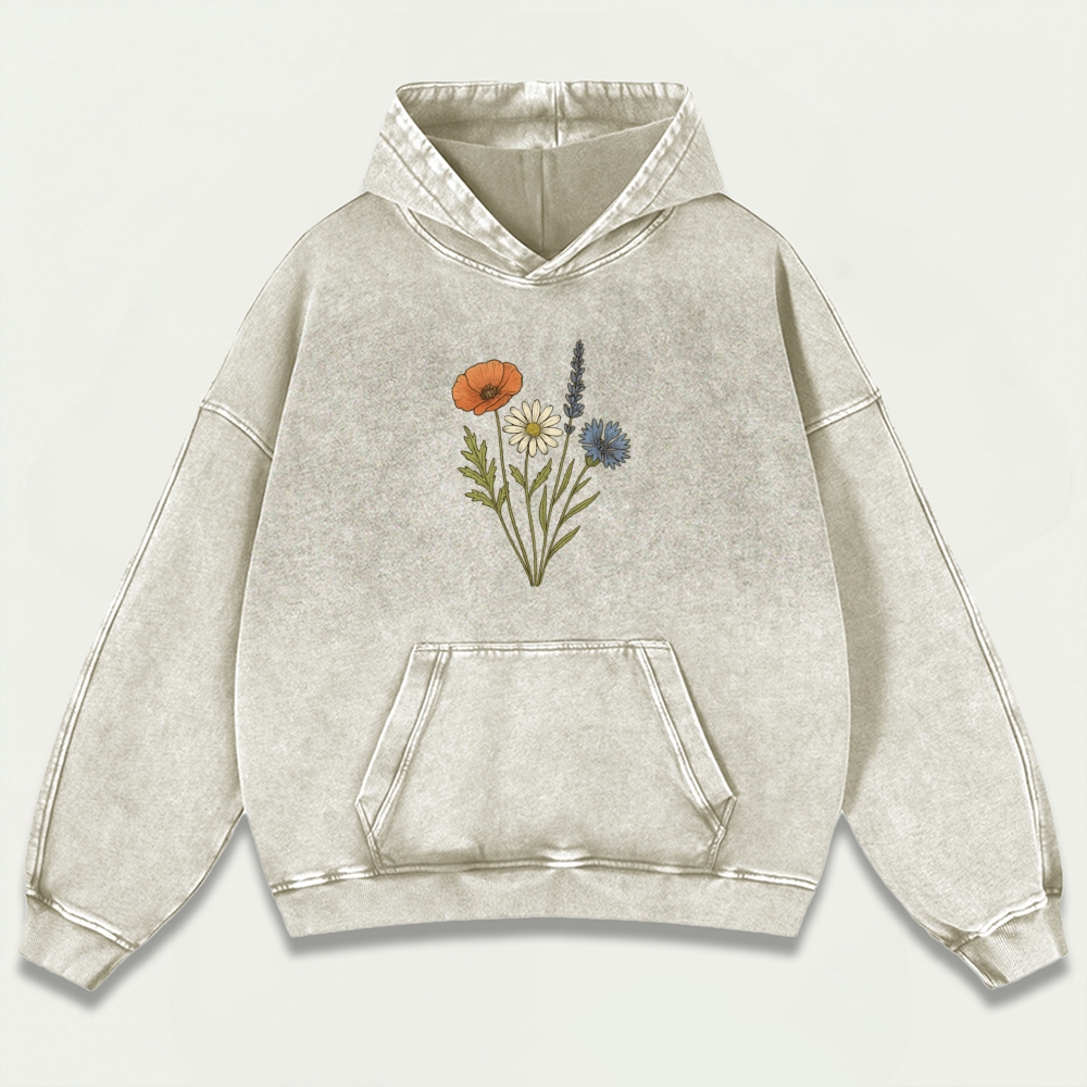 Wildflower Vintage Premium Heavyweight Plant Hoodie-HikeVista