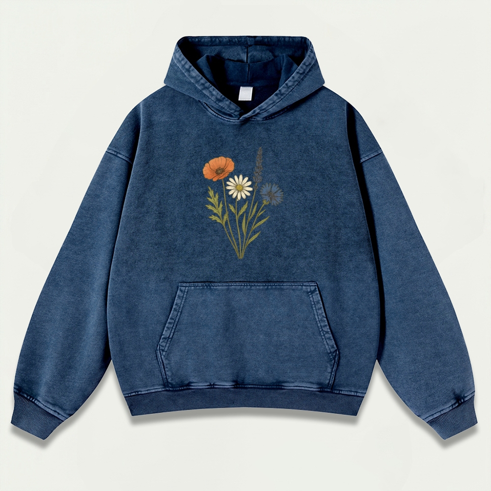 Wildflower Vintage Premium Heavyweight Plant Hoodie-HikeVista