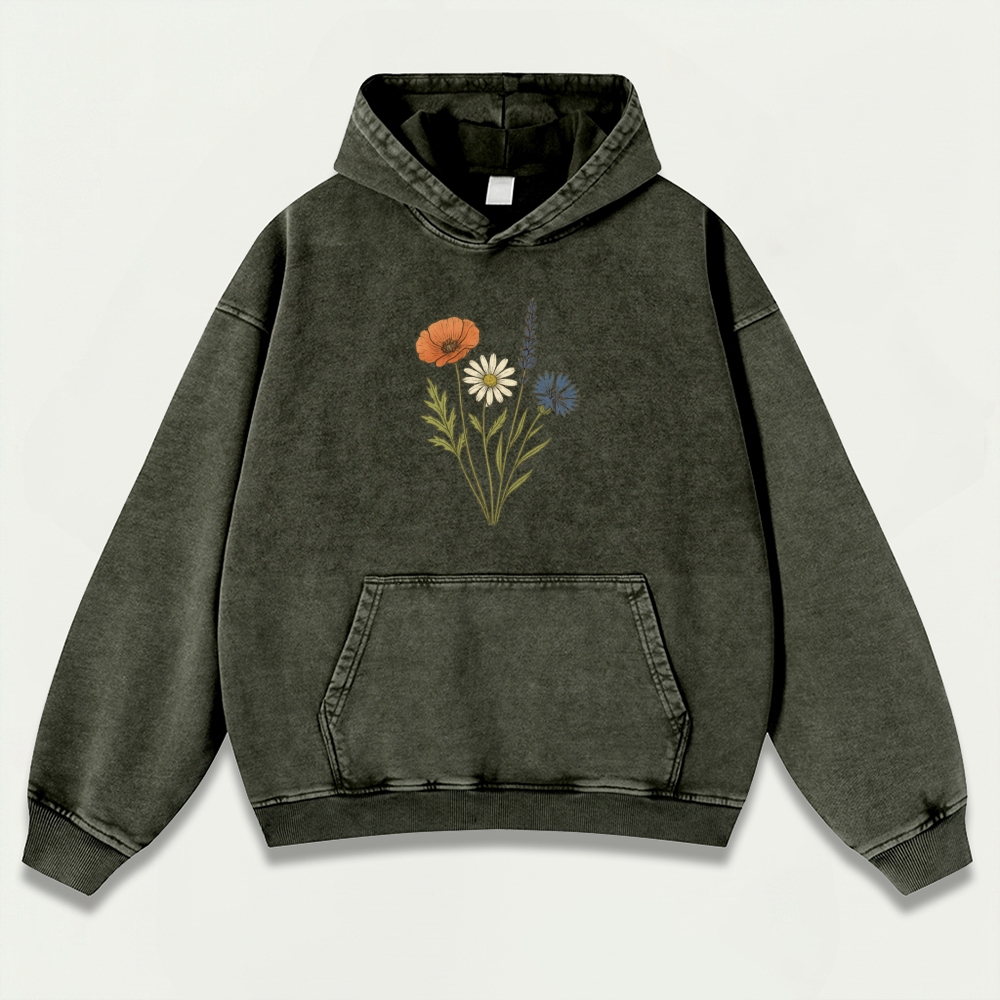 Wildflower Vintage Premium Heavyweight Plant Hoodie-HikeVista