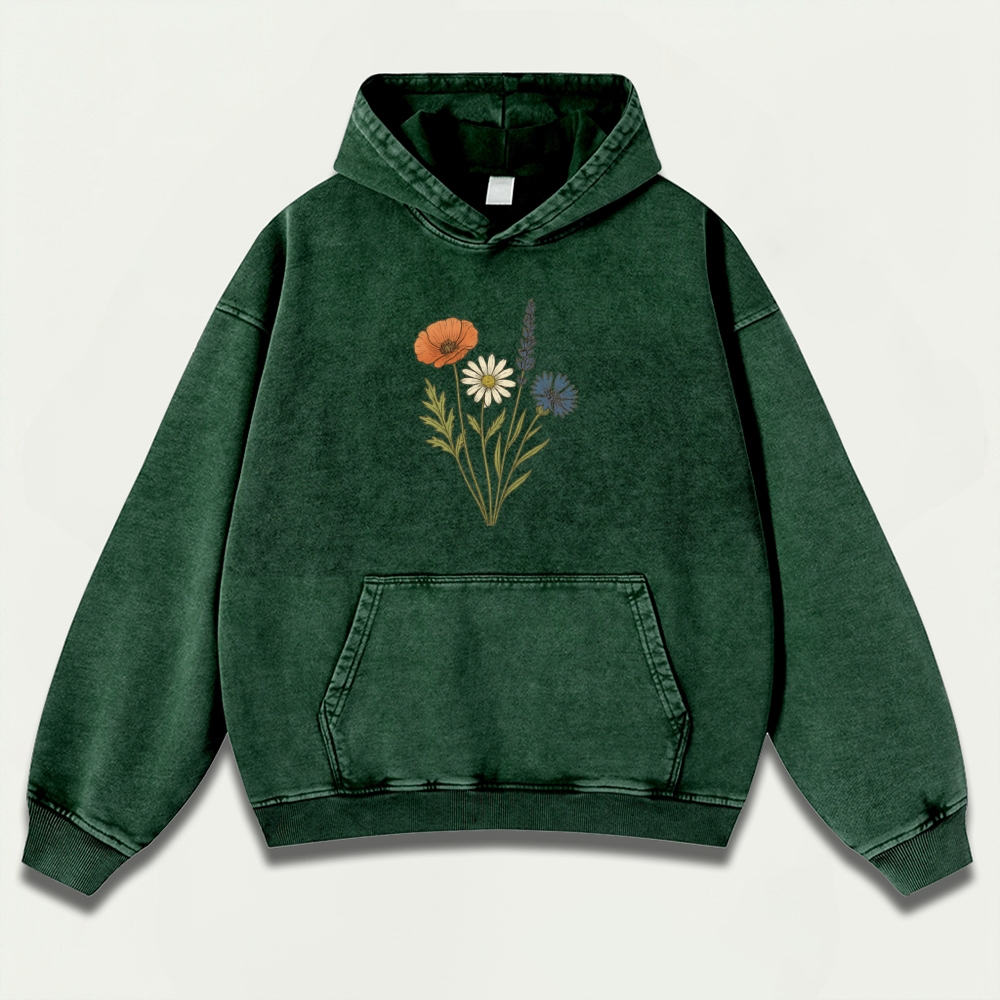 Wildflower Vintage Premium Heavyweight Plant Hoodie-HikeVista