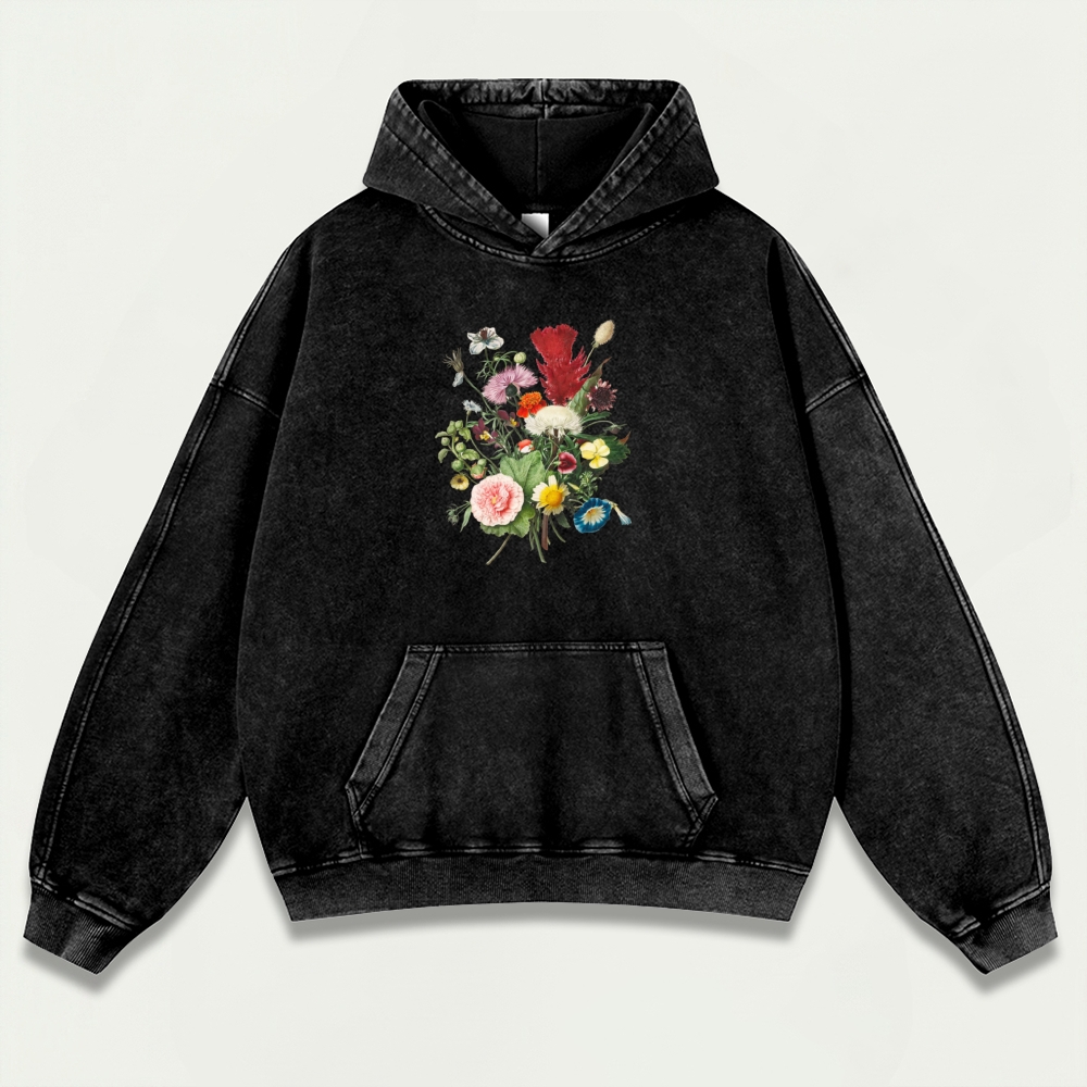 Blooming Flowers Vintage Premium Heavyweight Plant Hoodie-HikeVista