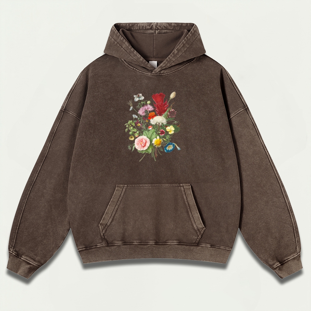 Blooming Flowers Vintage Premium Heavyweight Plant Hoodie-HikeVista