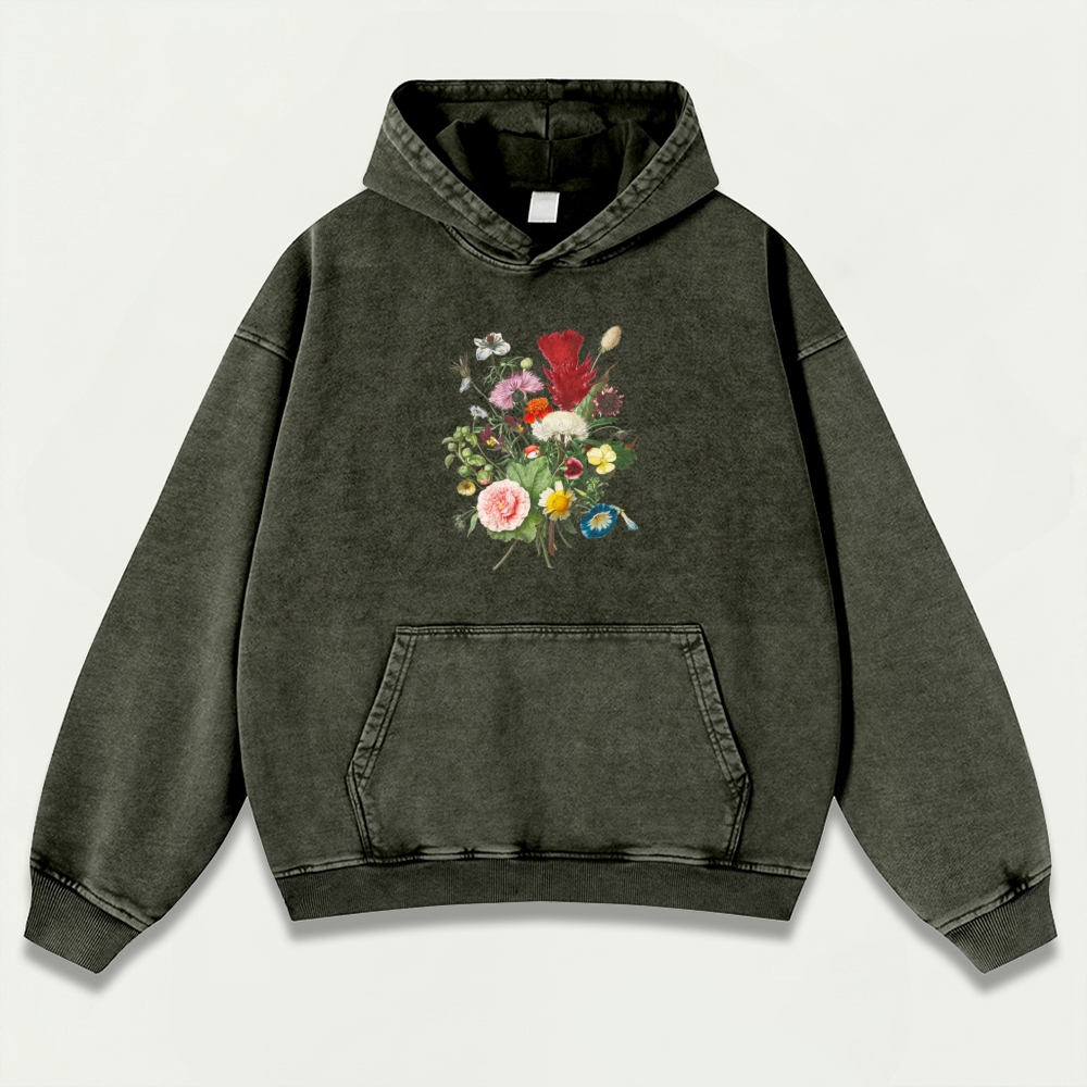 Blooming Flowers Vintage Premium Heavyweight Plant Hoodie-HikeVista