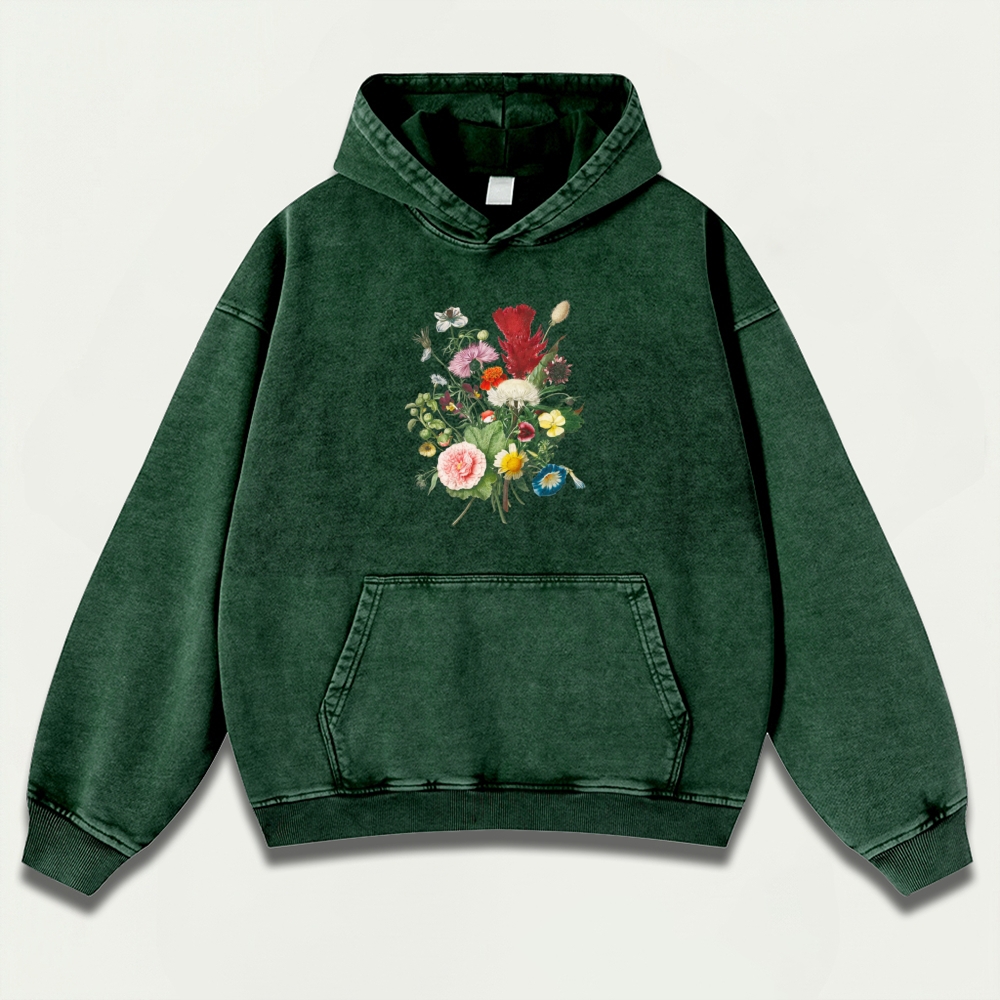 Blooming Flowers Vintage Premium Heavyweight Plant Hoodie-HikeVista