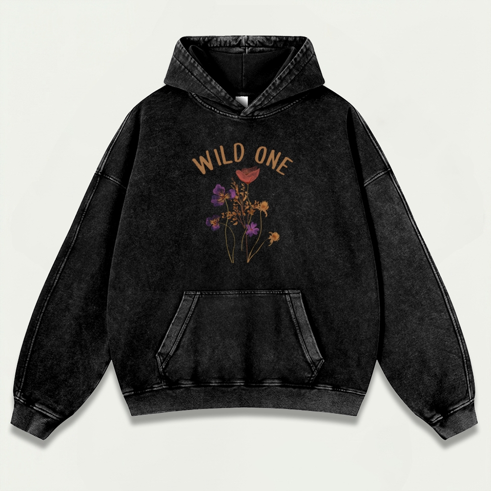 Wild One Flowers Vintage Premium Heavyweight Plant Hoodie-HikeVista