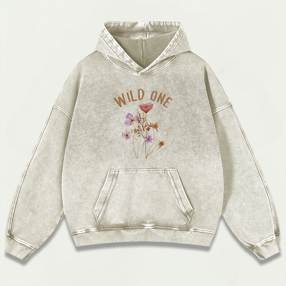 Wild One Flowers Vintage Premium Heavyweight Plant Hoodie-HikeVista