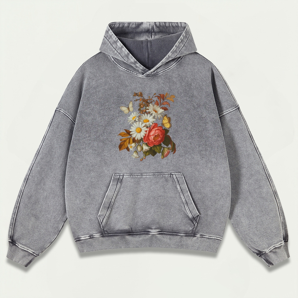 Blooming Flowers Vintage Premium Heavyweight Plant Hoodie-HikeVista