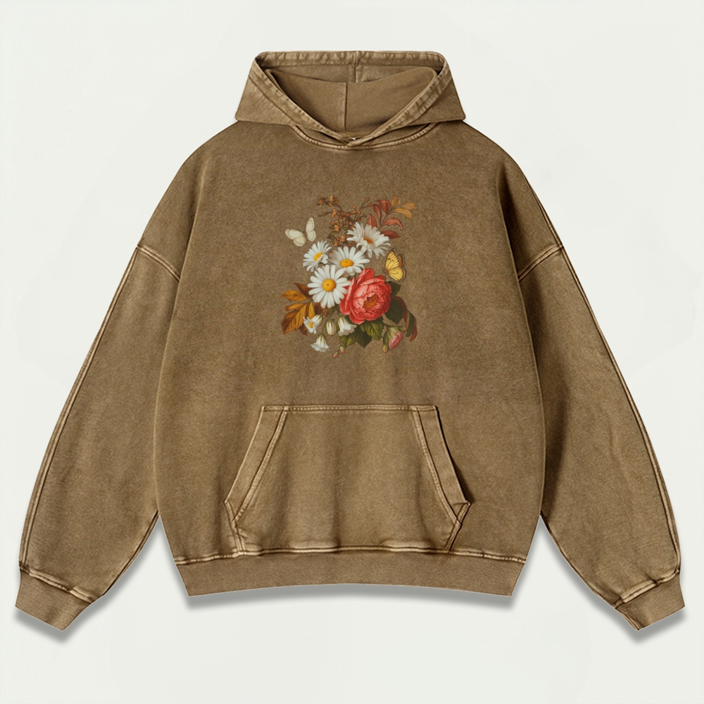 Blooming Flowers Vintage Premium Heavyweight Plant Hoodie-HikeVista