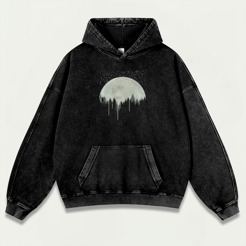 Moon Forest Vintage Premium Heavyweight Plant Hoodie-HikeVista