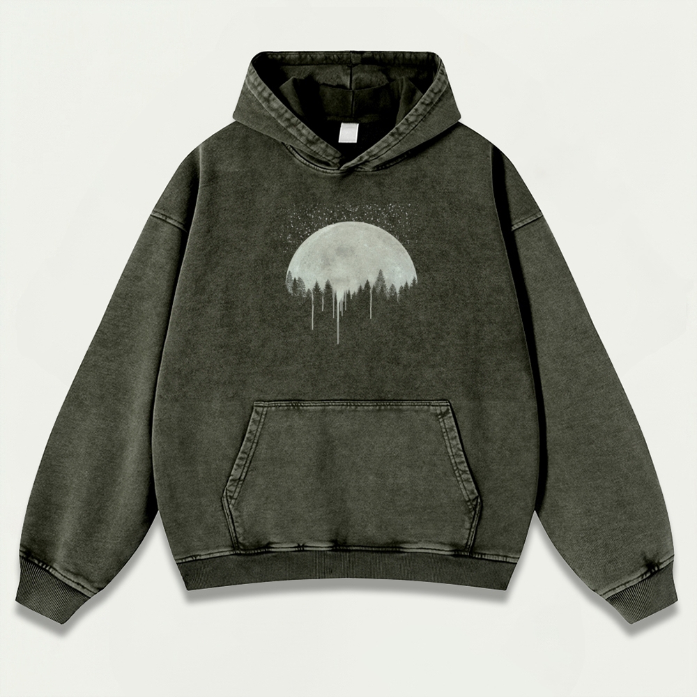 Moon Forest Vintage Premium Heavyweight Plant Hoodie-HikeVista