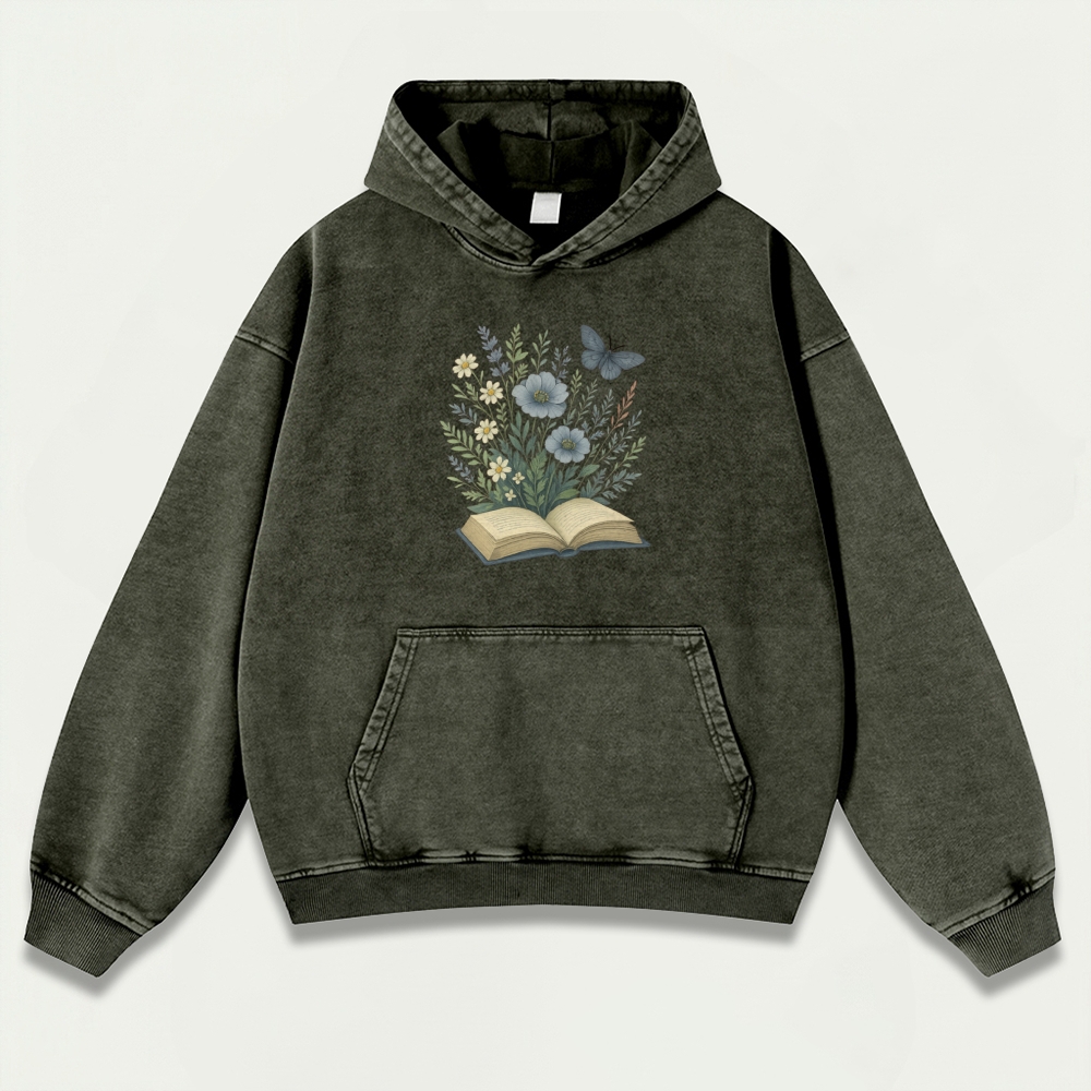 Wildflower Pages Vintage Premium Heavyweight Plant Hoodie-HikeVista