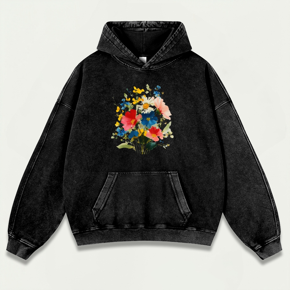 Blooming Flowers Vintage Premium Heavyweight Plant Hoodie-HikeVista