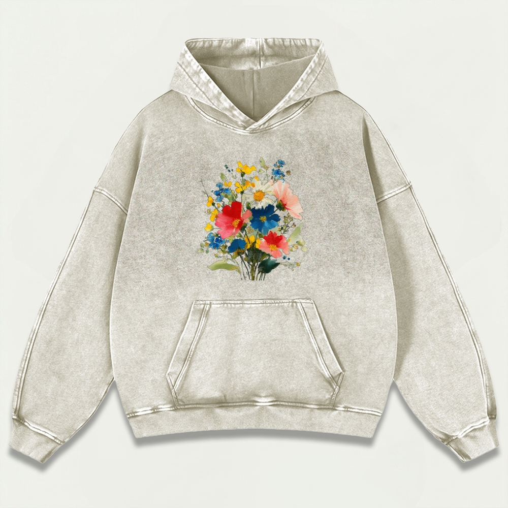 Blooming Flowers Vintage Premium Heavyweight Plant Hoodie-HikeVista