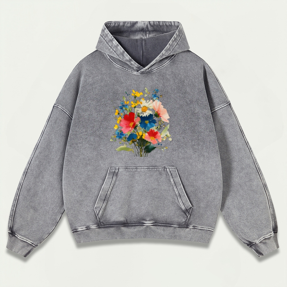 Blooming Flowers Vintage Premium Heavyweight Plant Hoodie-HikeVista