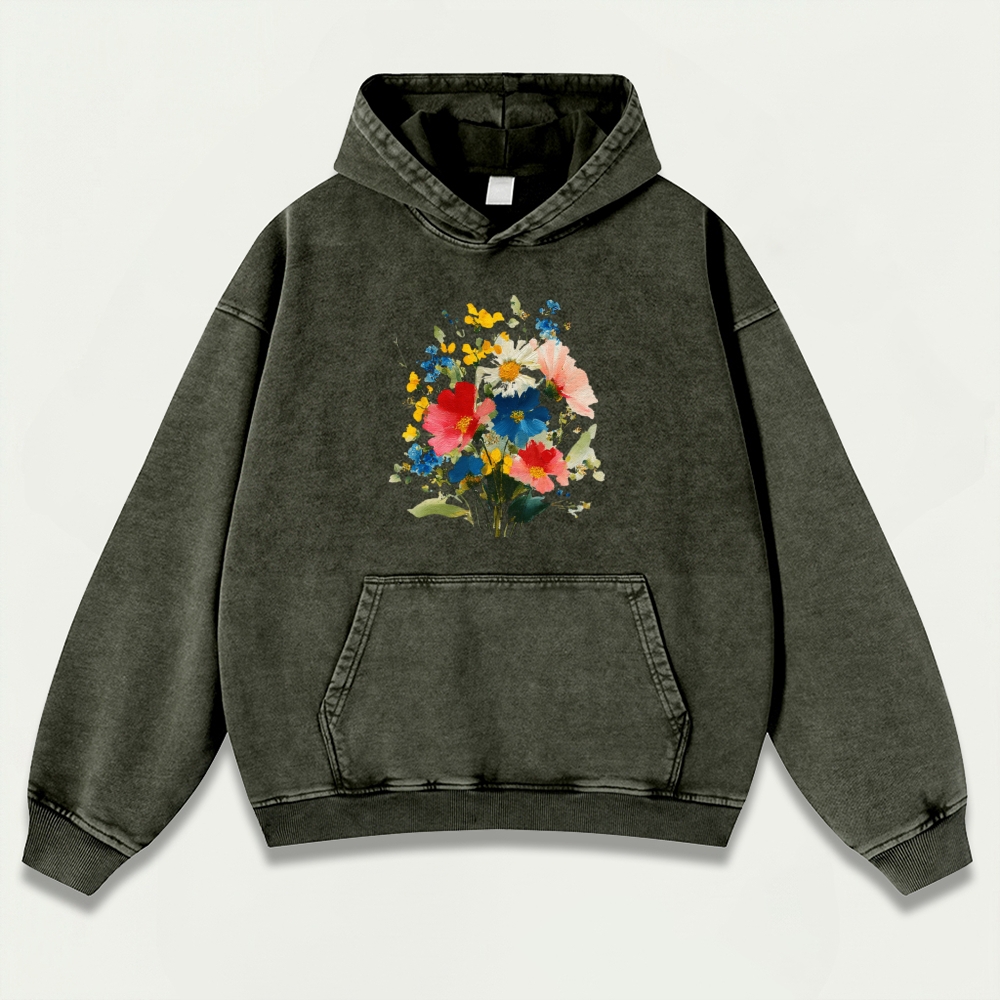 Blooming Flowers Vintage Premium Heavyweight Plant Hoodie-HikeVista