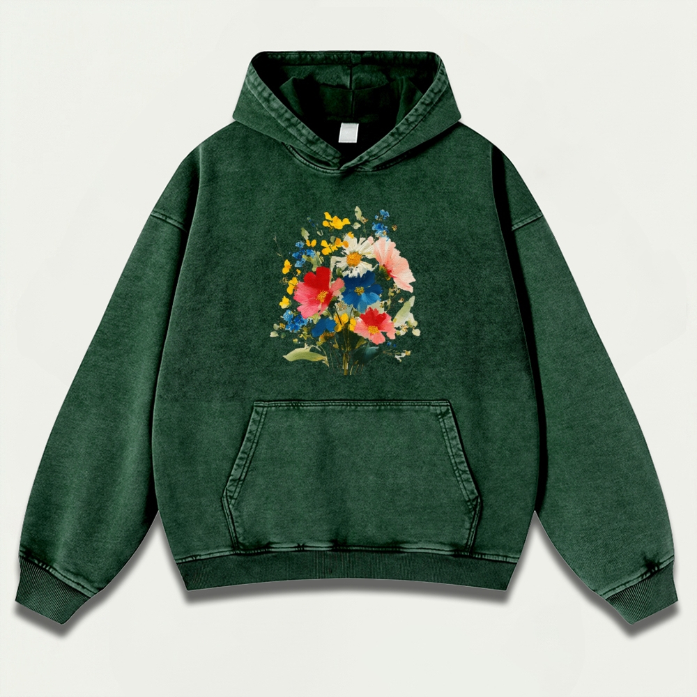 Blooming Flowers Vintage Premium Heavyweight Plant Hoodie-HikeVista