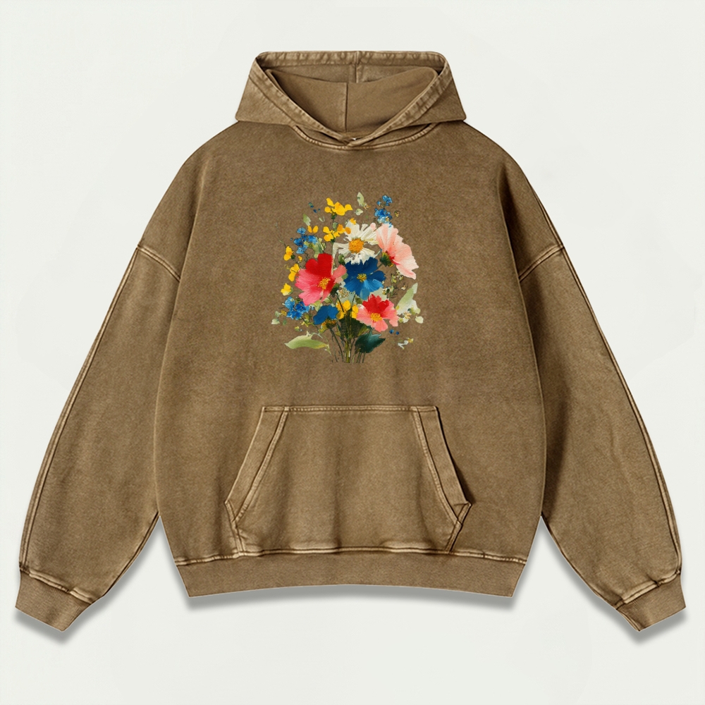 Blooming Flowers Vintage Premium Heavyweight Plant Hoodie-HikeVista