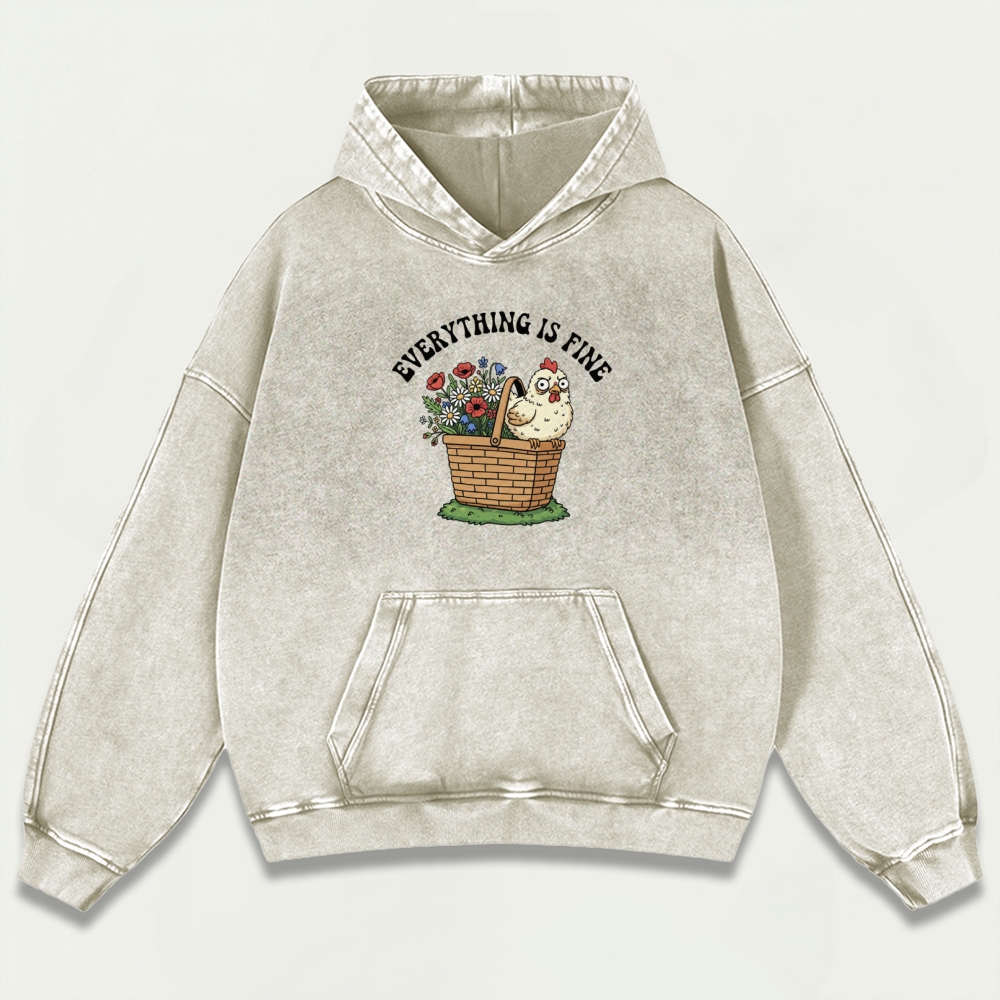 Everything Is Fine Vintage Premium Heavyweight Hiking Hoodie-HikeVista