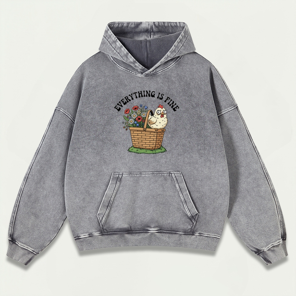 Everything Is Fine Vintage Premium Heavyweight Hiking Hoodie-HikeVista