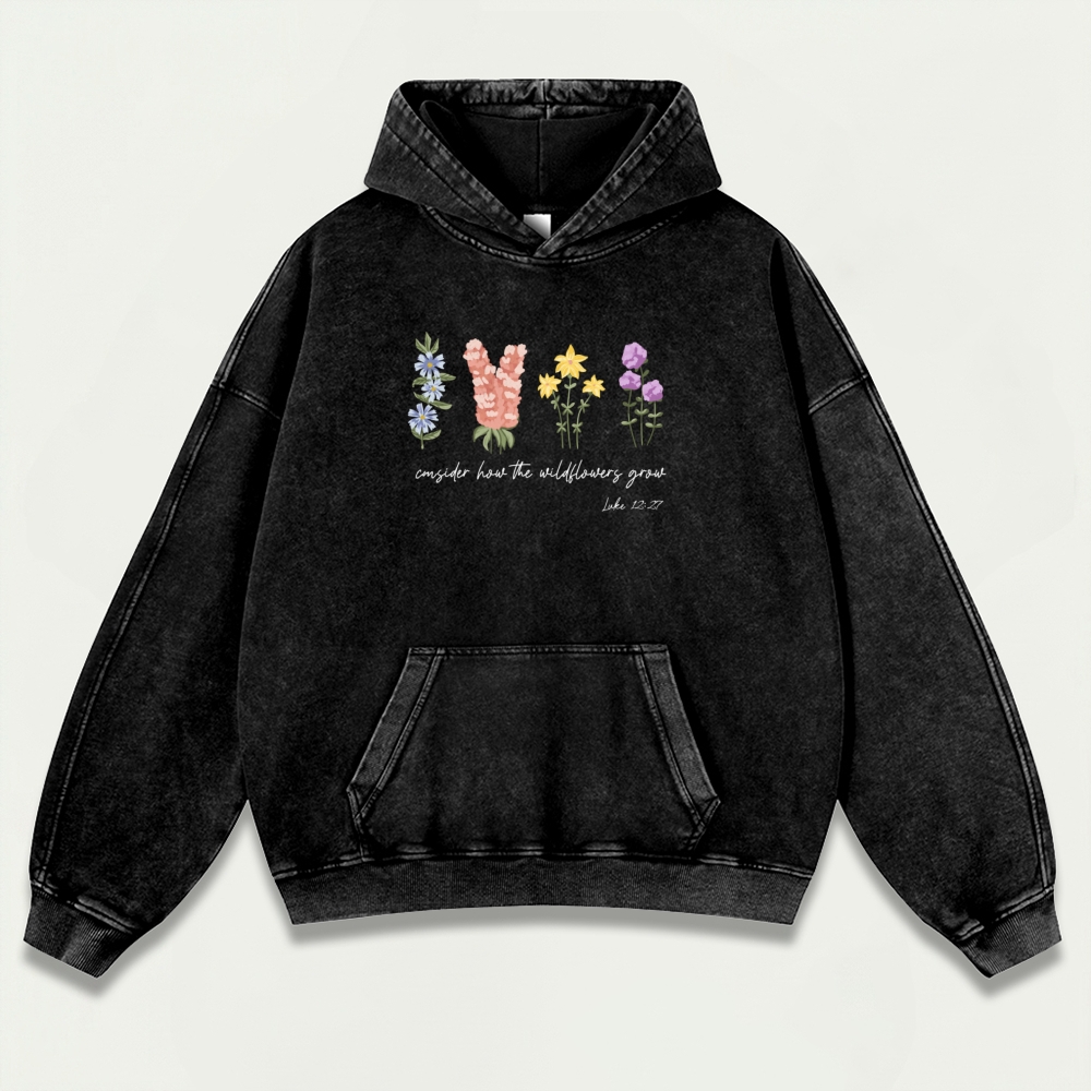 Wildflowers Vintage Premium Heavyweight Plant Hoodie-HikeVista